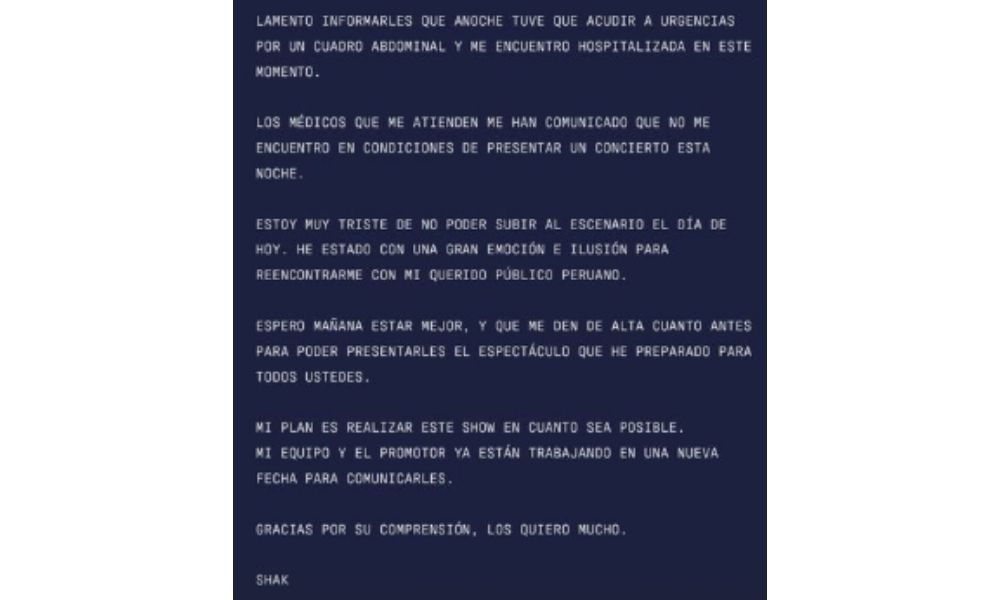 comunicado da shakira