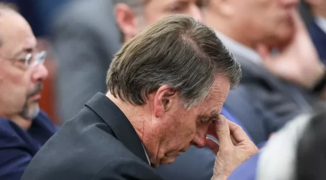 Jair Bolsonaro durante interrogatório no STF (Foto: Gustavo Moreno/STF)